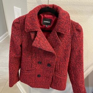 Express Women's Textured Red Peacoat